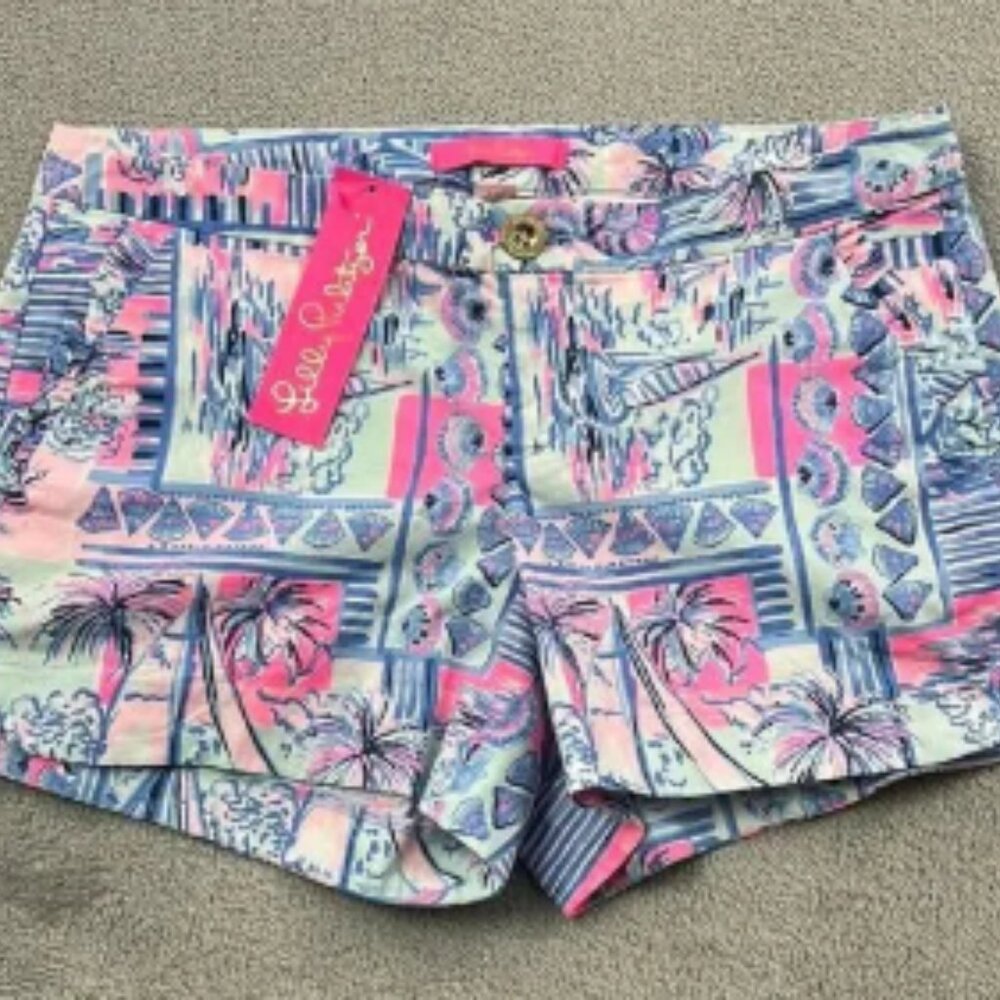 NEW Lilly Pulitzer 4 Adie Ruffle Pocket Stretch Women's‎ Whisper Blue Shorts